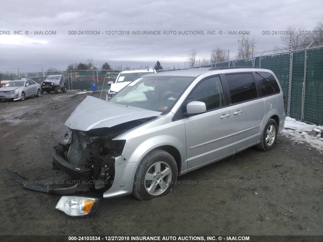 2C4RDGCGXCR201850 - 2012 DODGE GRAND CARAVAN SXT SILVER photo 2