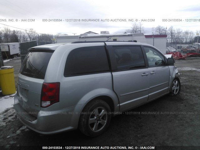 2C4RDGCGXCR201850 - 2012 DODGE GRAND CARAVAN SXT SILVER photo 4