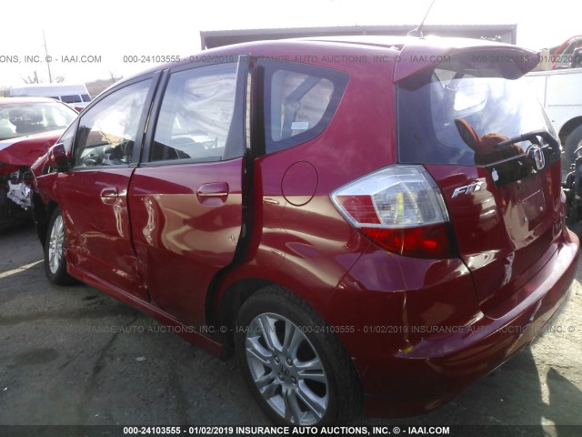 JHMGE88449S014411 - 2009 HONDA FIT SPORT RED photo 3