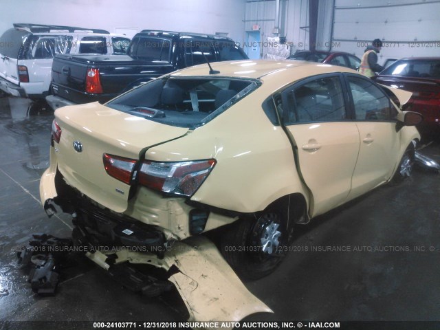 KNADM4A33G6604555 - 2016 KIA RIO LX YELLOW photo 4