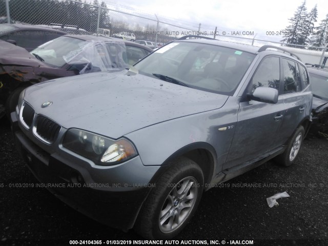 WBXPA93444WC33807 - 2004 BMW X3 3.0I SILVER photo 2