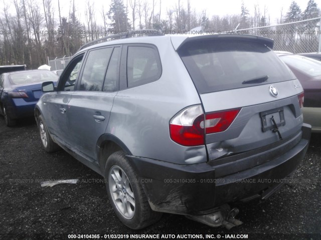 WBXPA93444WC33807 - 2004 BMW X3 3.0I SILVER photo 3