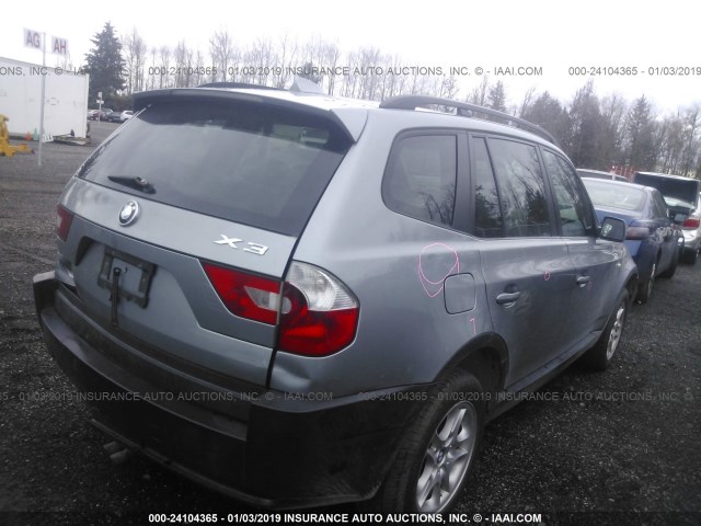 WBXPA93444WC33807 - 2004 BMW X3 3.0I SILVER photo 4