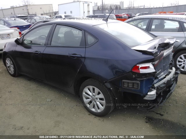 1C3CDFBBXED902923 - 2014 DODGE DART SXT Dark Blue photo 3