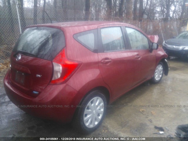 3N1CE2CP4GL396730 - 2016 NISSAN VERSA NOTE S/S PLUS/SV/SL/SR RED photo 4