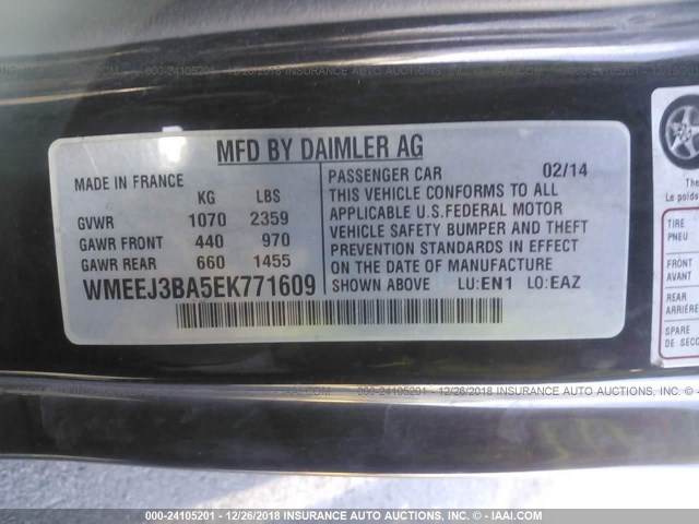 WMEEJ3BA5EK771609 - 2014 SMART FORTWO PURE/PASSION WHITE photo 9