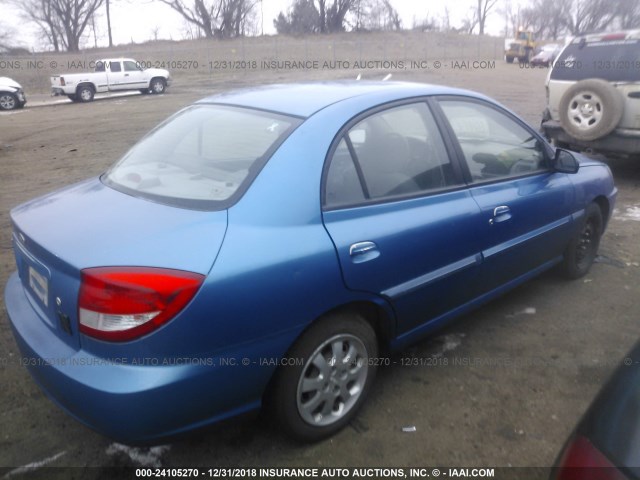 KNADC125646293961 - 2004 KIA RIO BLUE photo 4