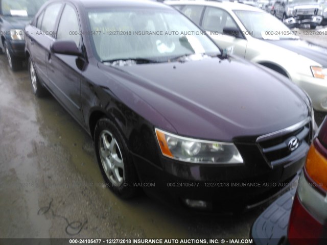 5NPEU46F76H089610 - 2006 HYUNDAI SONATA GLS/LX MAROON photo 1