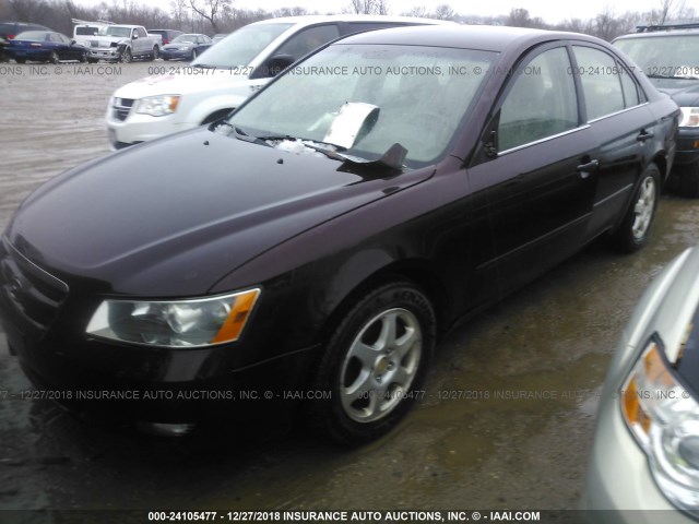 5NPEU46F76H089610 - 2006 HYUNDAI SONATA GLS/LX MAROON photo 2