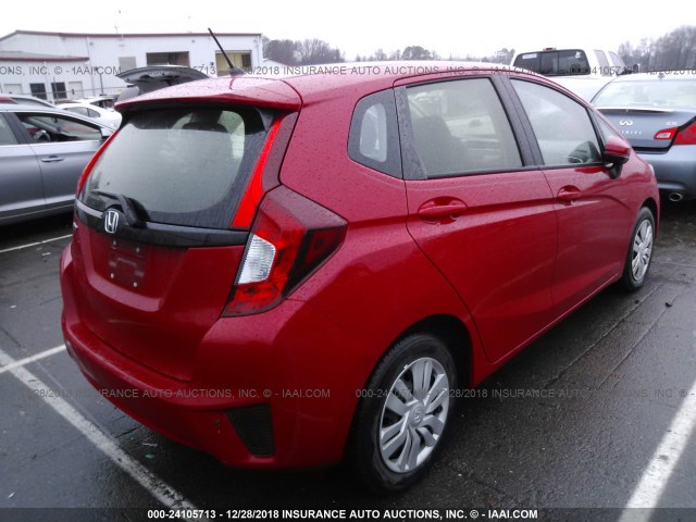 JHMGK5H59GX013688 - 2016 HONDA FIT LX RED photo 4