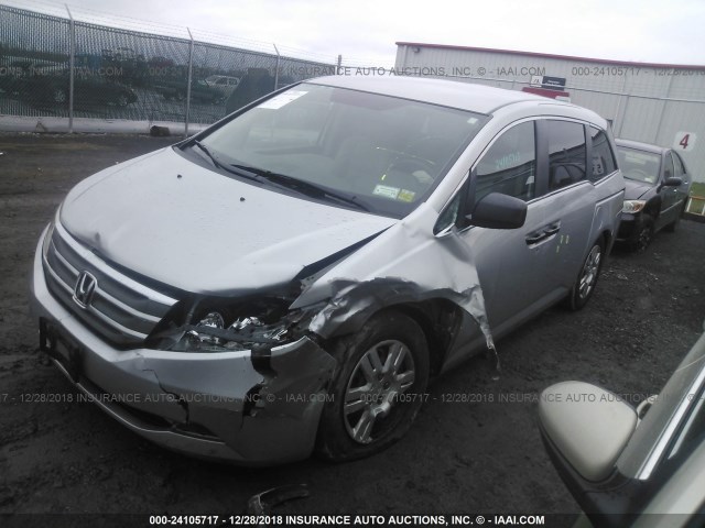 5FNRL5H21CB027604 - 2012 HONDA ODYSSEY LX SILVER photo 2