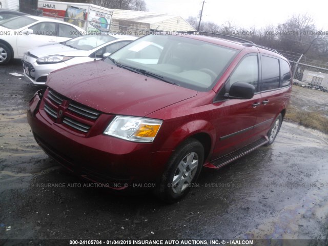 2D8HN44H18R753969 - 2008 DODGE GRAND CARAVAN SE RED photo 2