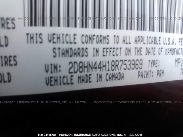 2D8HN44H18R753969 - 2008 DODGE GRAND CARAVAN SE RED photo 9