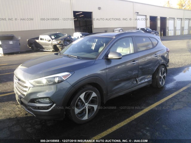 KM8J3CA22GU067663 - 2016 HYUNDAI TUCSON LIMITED/SPORT AND ECO/SE GRAY photo 2