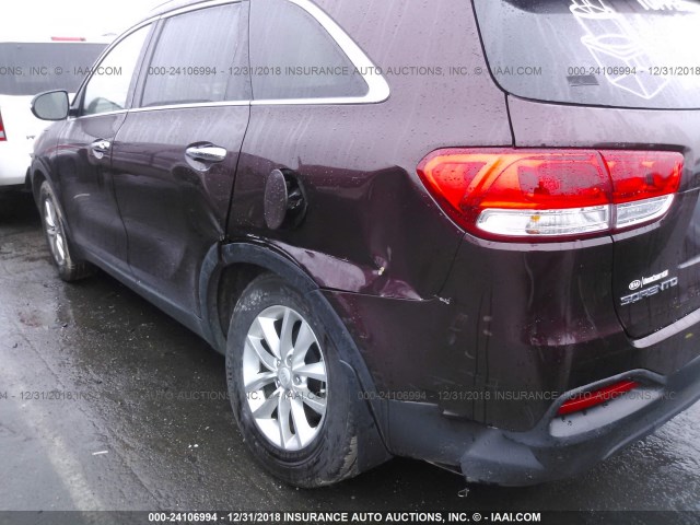 5XYPG4A34JG345716 - 2018 KIA SORENTO LX/L BURGUNDY photo 6