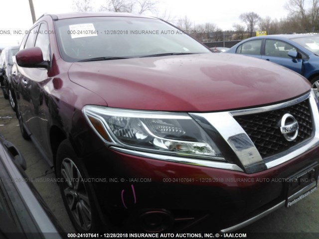 5N1AR2MM1GC605734 - 2016 NISSAN PATHFINDER S/SV/SL/PLATINUM MAROON photo 1