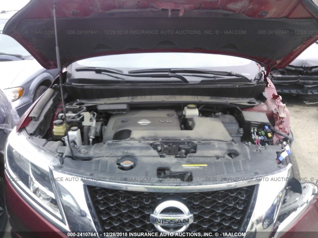 5N1AR2MM1GC605734 - 2016 NISSAN PATHFINDER S/SV/SL/PLATINUM MAROON photo 10