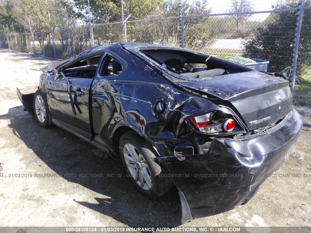 KMHHM66D68U264375 - 2008 HYUNDAI TIBURON GS BLACK photo 3