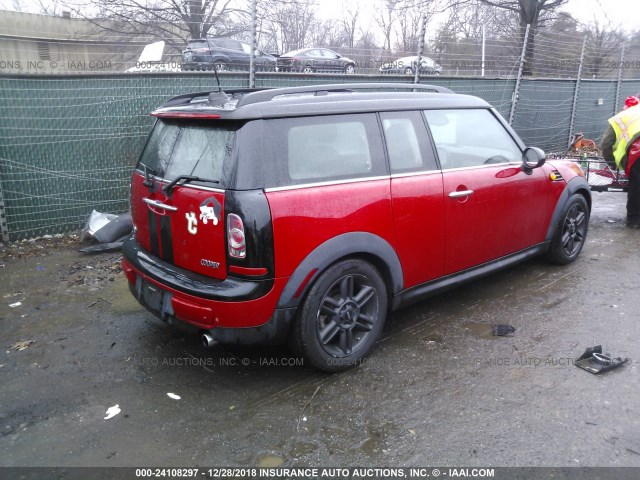 WMWZF3C51BT267614 - 2011 MINI COOPER CLUBMAN RED photo 4