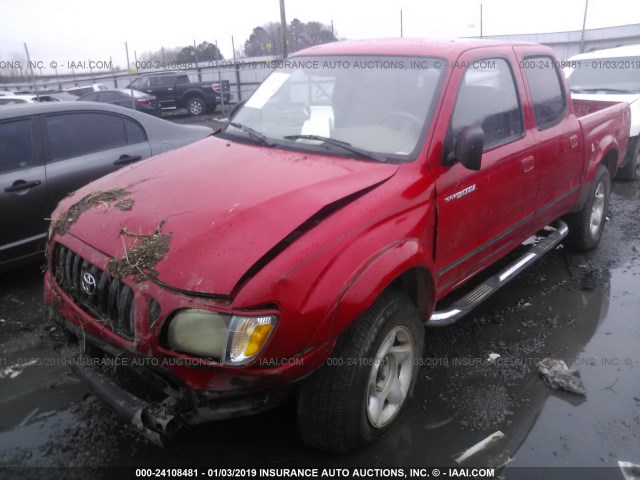 5TEHN72N72Z043338 - 2002 TOYOTA TACOMA DOUBLE CAB RED photo 2