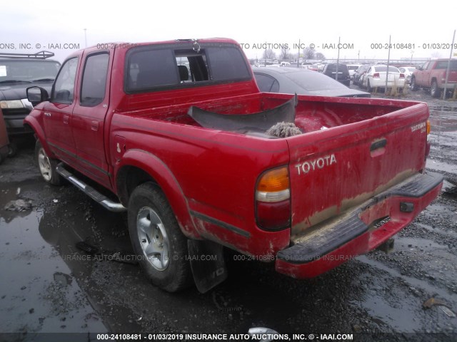 5TEHN72N72Z043338 - 2002 TOYOTA TACOMA DOUBLE CAB RED photo 3