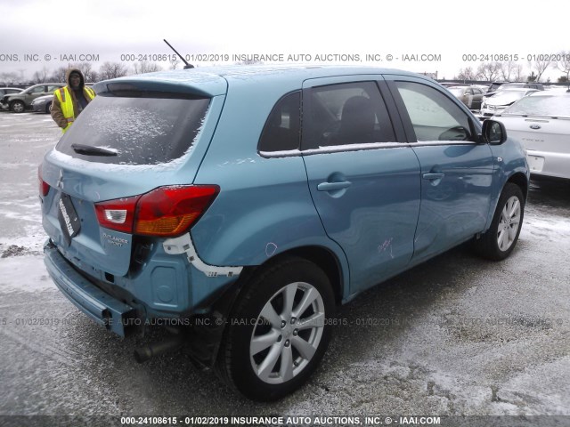 4A4AP3AU7DE017981 - 2013 MITSUBISHI OUTLANDER SPORT ES TEAL photo 4