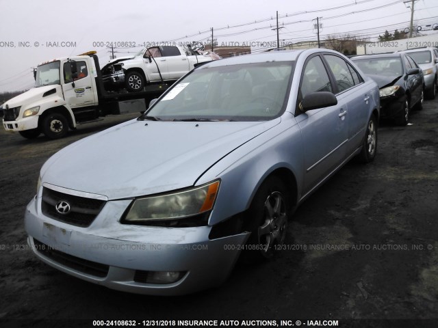 5NPEU46F46H125382 - 2006 HYUNDAI SONATA GLS/LX Light Blue photo 2