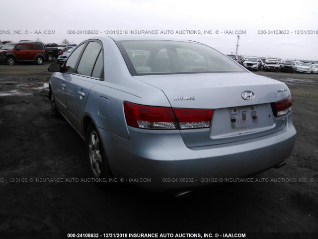 5NPEU46F46H125382 - 2006 HYUNDAI SONATA GLS/LX Light Blue photo 3