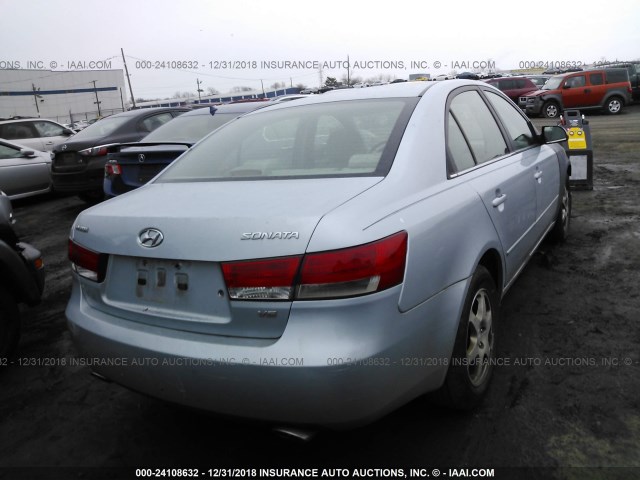 5NPEU46F46H125382 - 2006 HYUNDAI SONATA GLS/LX Light Blue photo 4