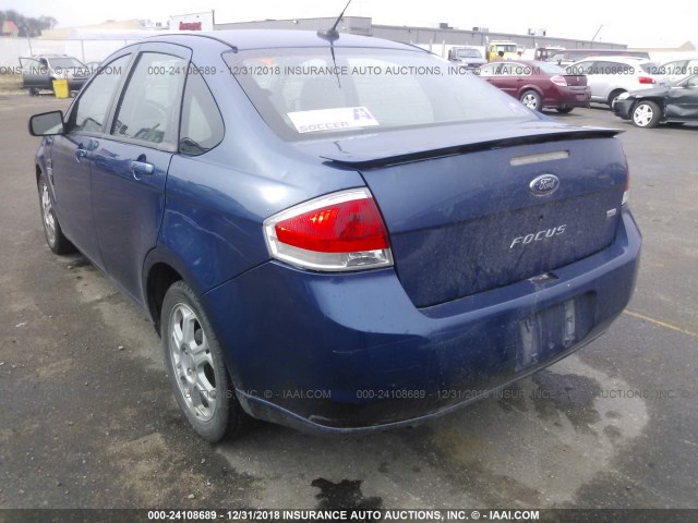 1FAHP35N08W221892 - 2008 FORD FOCUS SE/SEL/SES BLUE photo 3