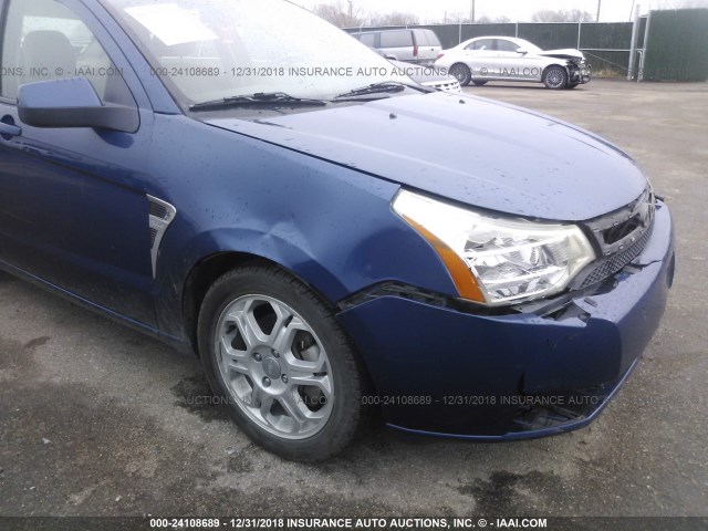 1FAHP35N08W221892 - 2008 FORD FOCUS SE/SEL/SES BLUE photo 6