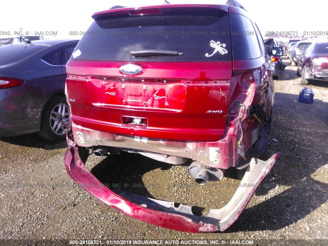 1FM5K8D80FGC28414 - 2015 FORD EXPLORER XLT RED photo 6