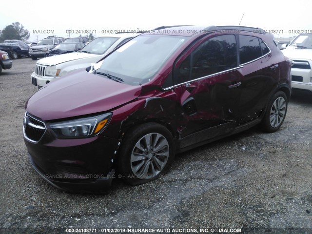 KL4CJASB0JB687107 - 2018 BUICK ENCORE PREFERRED RED photo 2