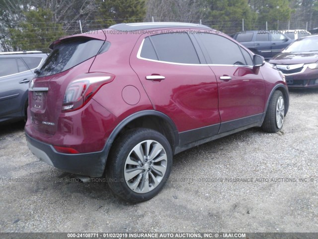 KL4CJASB0JB687107 - 2018 BUICK ENCORE PREFERRED RED photo 4