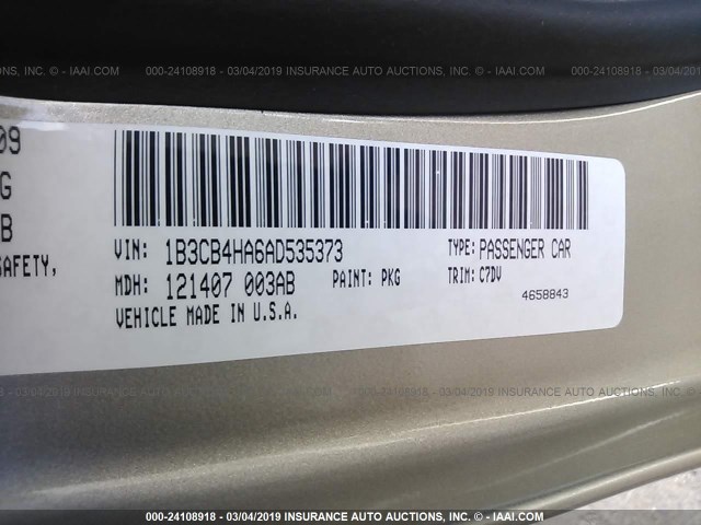 1B3CB4HA6AD535373 - 2010 DODGE CALIBER SXT GOLD photo 9