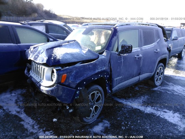 ZACCJBDT8GPD20391 - 2016 JEEP RENEGADE LIMITED BLUE photo 2