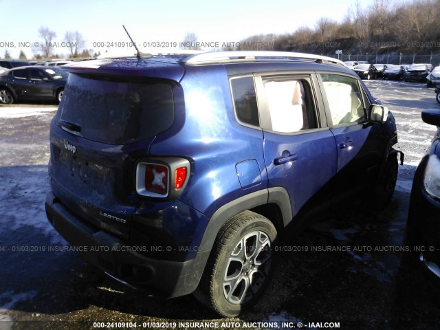 ZACCJBDT8GPD20391 - 2016 JEEP RENEGADE LIMITED BLUE photo 4