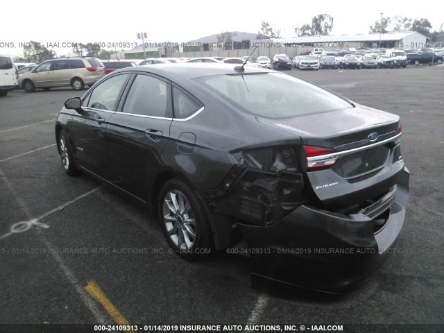 3FA6P0LU3HR285847 - 2017 FORD FUSION SE HYBRID BLACK photo 3