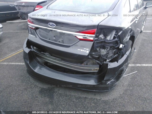 3FA6P0LU3HR285847 - 2017 FORD FUSION SE HYBRID BLACK photo 6