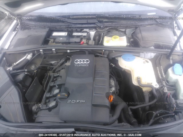 WAUAF78E58A023529 - 2008 AUDI A4 2.0T SILVER photo 10