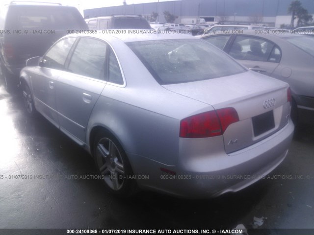 WAUAF78E58A023529 - 2008 AUDI A4 2.0T SILVER photo 3