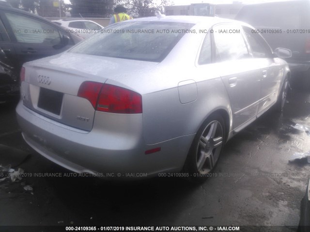 WAUAF78E58A023529 - 2008 AUDI A4 2.0T SILVER photo 4