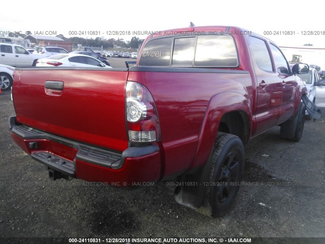 5TFJU4GN9FX088225 - 2015 TOYOTA TACOMA DOUBLE CAB PRERUNNER RED photo 4