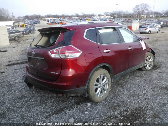 KNMAT2MV7GP722760 - 2016 NISSAN ROGUE S/SL/SV RED photo 4