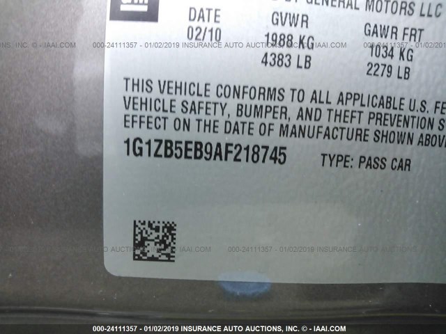 1G1ZB5EB9AF218745 - 2010 CHEVROLET MALIBU LS BROWN photo 9
