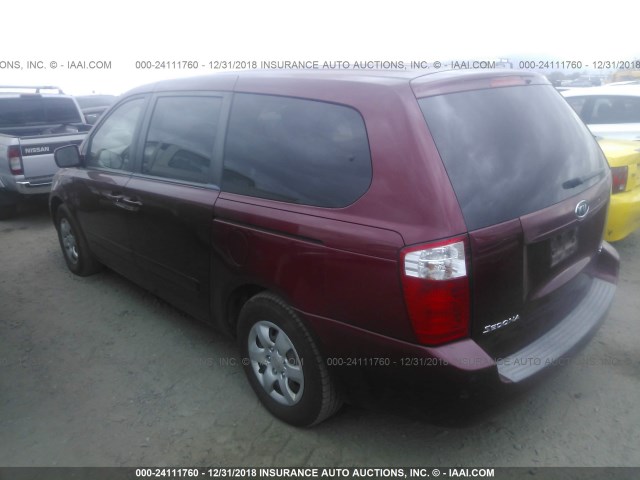 KNDMB233776121872 - 2007 KIA SEDONA EX/LX MAROON photo 3