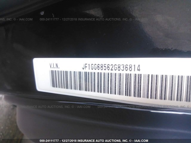 JF1GG68562G836814 - 2002 SUBARU IMPREZA OUTBACK SPORT BLACK photo 9