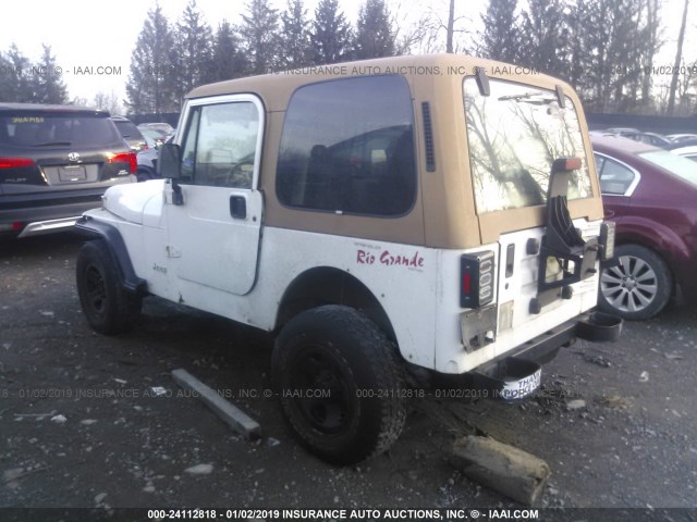 1J4FY19P3SP310768 - 1995 JEEP WRANGLER / YJ S/RIO GRANDE WHITE photo 3