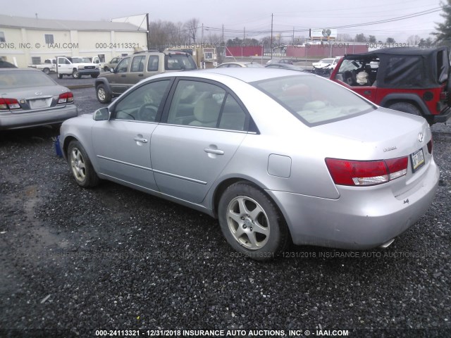 5NPEU46F36H125809 - 2006 HYUNDAI SONATA GLS/LX SILVER photo 3