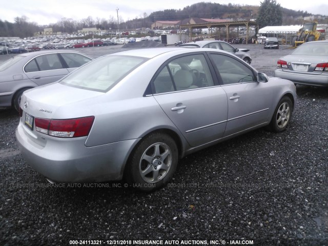 5NPEU46F36H125809 - 2006 HYUNDAI SONATA GLS/LX SILVER photo 4